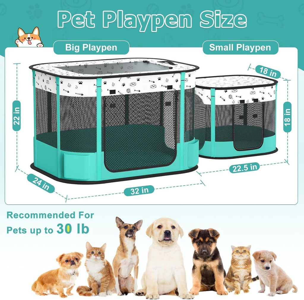 Portable Playpen - Dog Cat - (Foldable) - (3 Color Options) - (32" x 24" x 22") - (While Supplies Last)