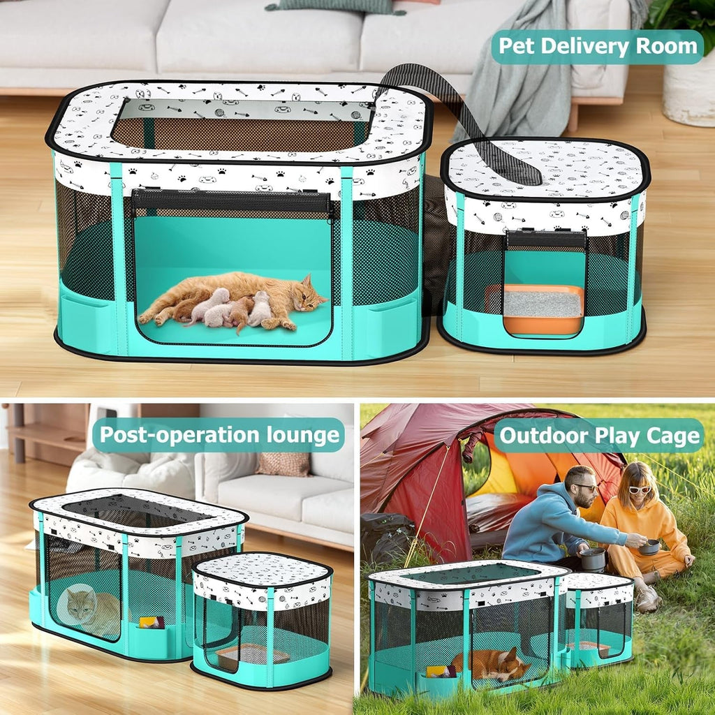 Portable Playpen - Dog Cat - (Foldable) - (3 Color Options) - (32" x 24" x 22") - (While Supplies Last)