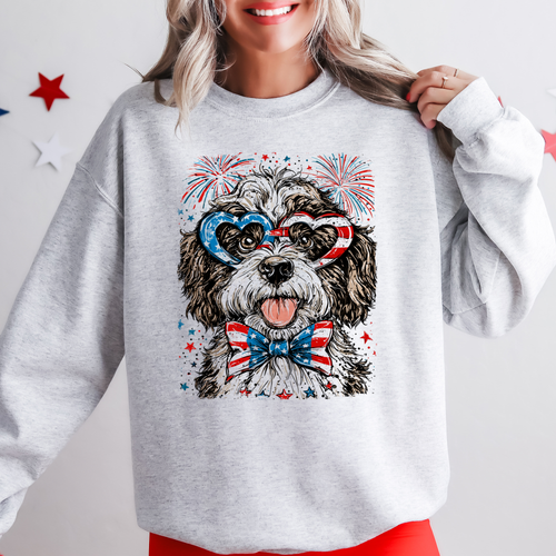 4th of July Patriotic Portuguese Water Dog Sweatshirt - Unisex Adult - (5 Color Options) - (S-XXL)