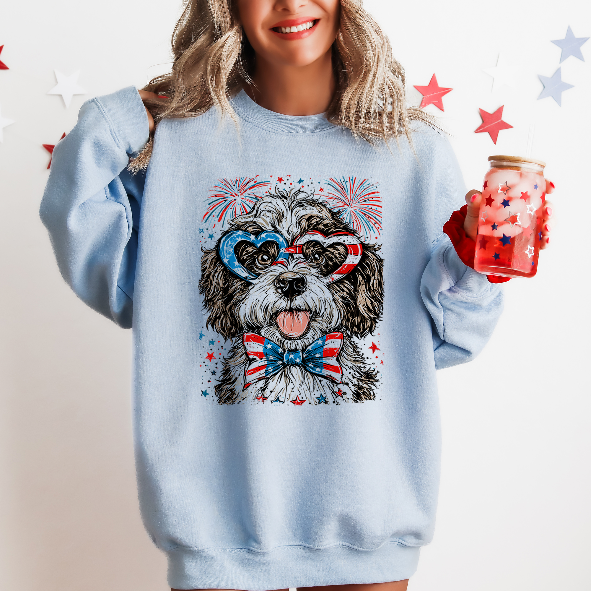 4th of July Patriotic Portuguese Water Dog Sweatshirt - Unisex Adult - (5 Color Options) - (S-XXL)