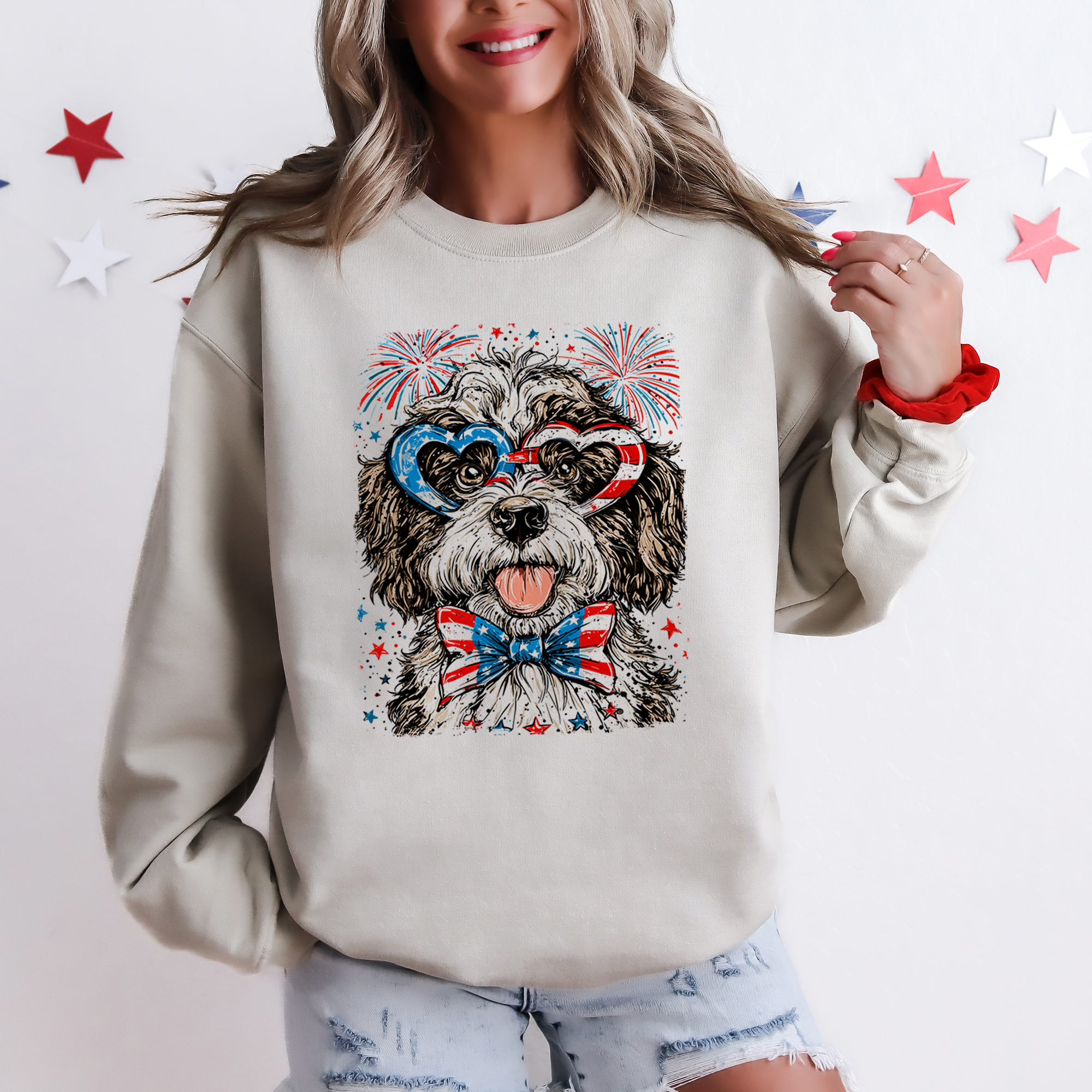 4th of July Patriotic Portuguese Water Dog Sweatshirt - Unisex Adult - (5 Color Options) - (S-XXL)