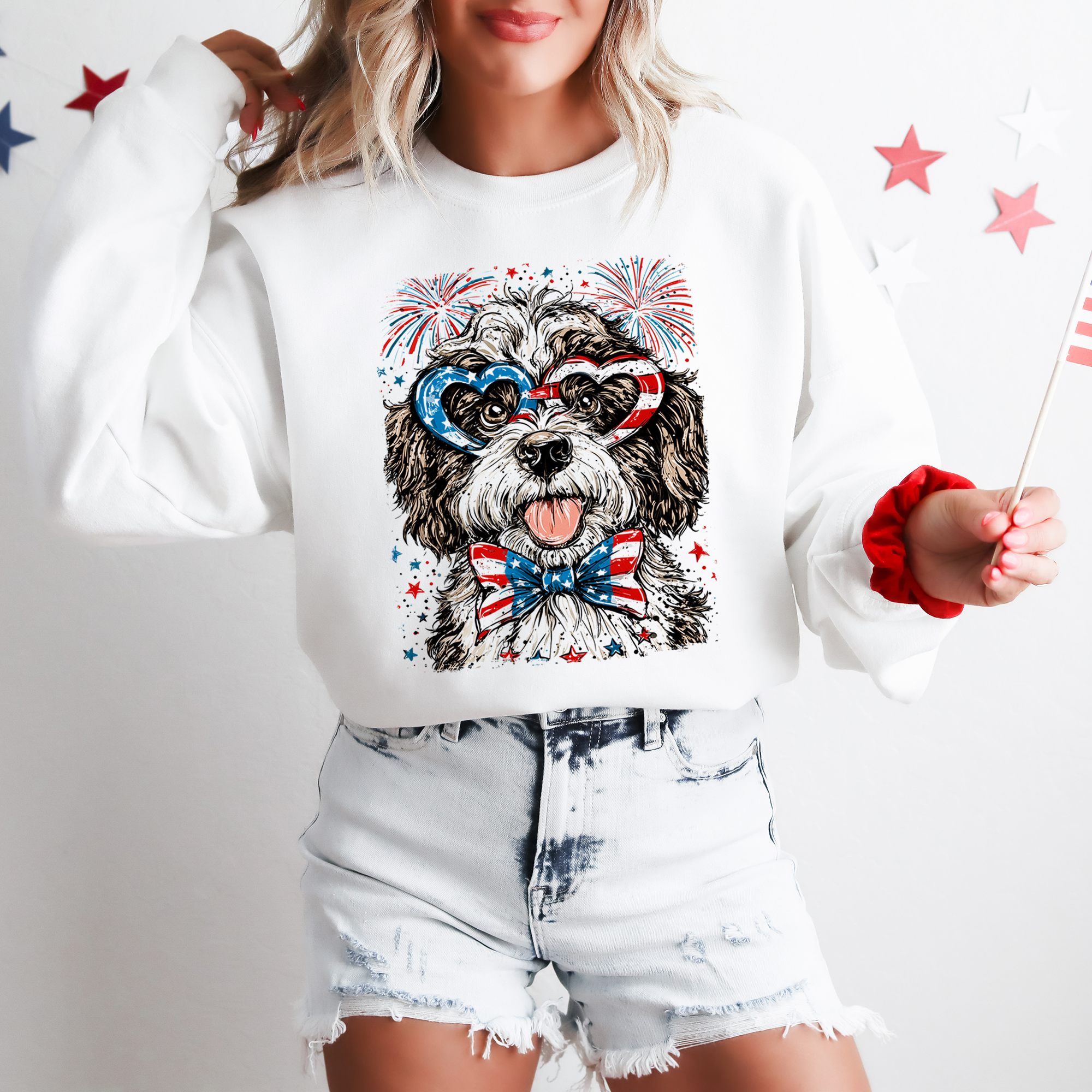 4th of July Patriotic Portuguese Water Dog Sweatshirt - Unisex Adult - (5 Color Options) - (S-XXL)