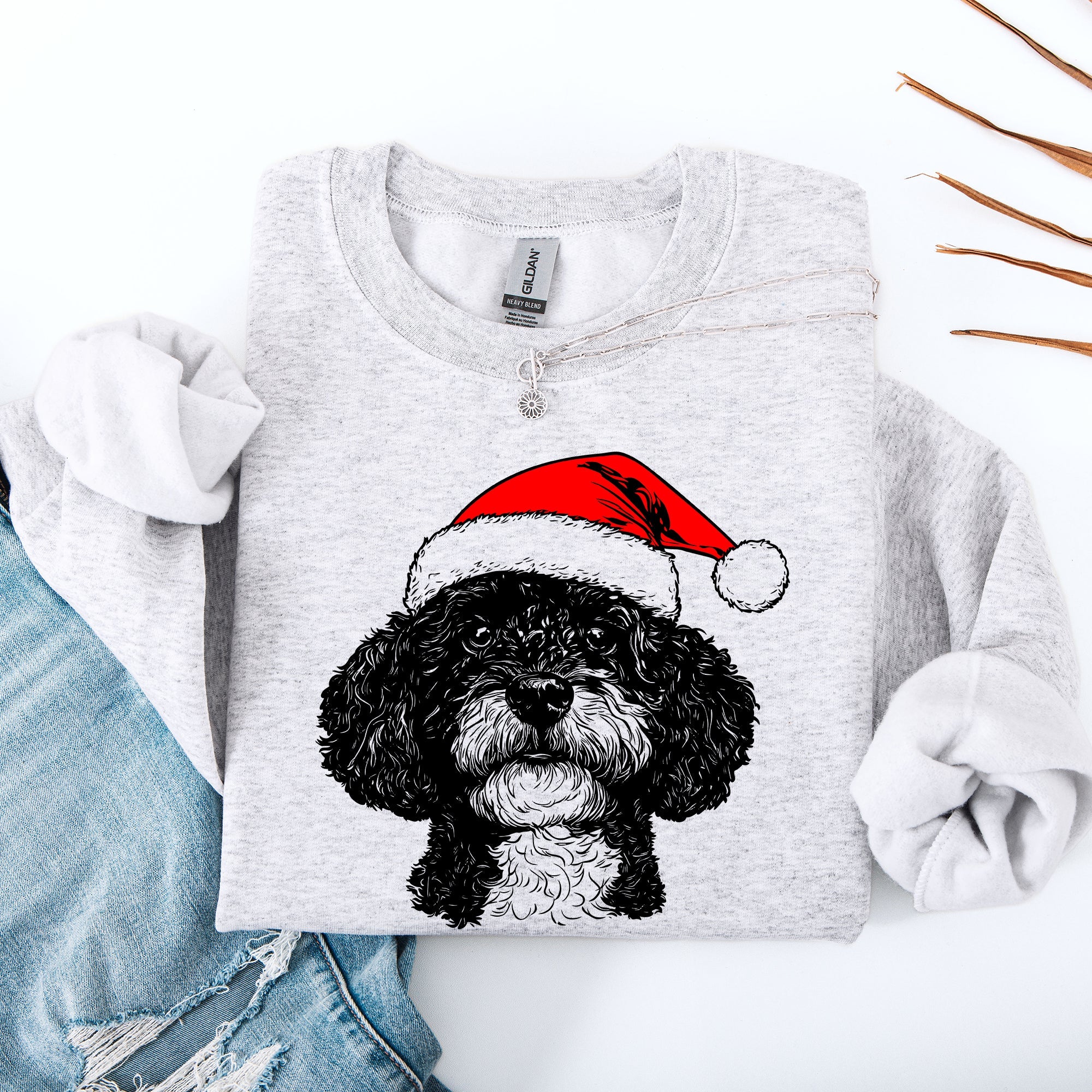 Adorable Portuguese Water Dog Christmas Sweatshirt - Unisex - (7 Color Options) - (S-XXL)