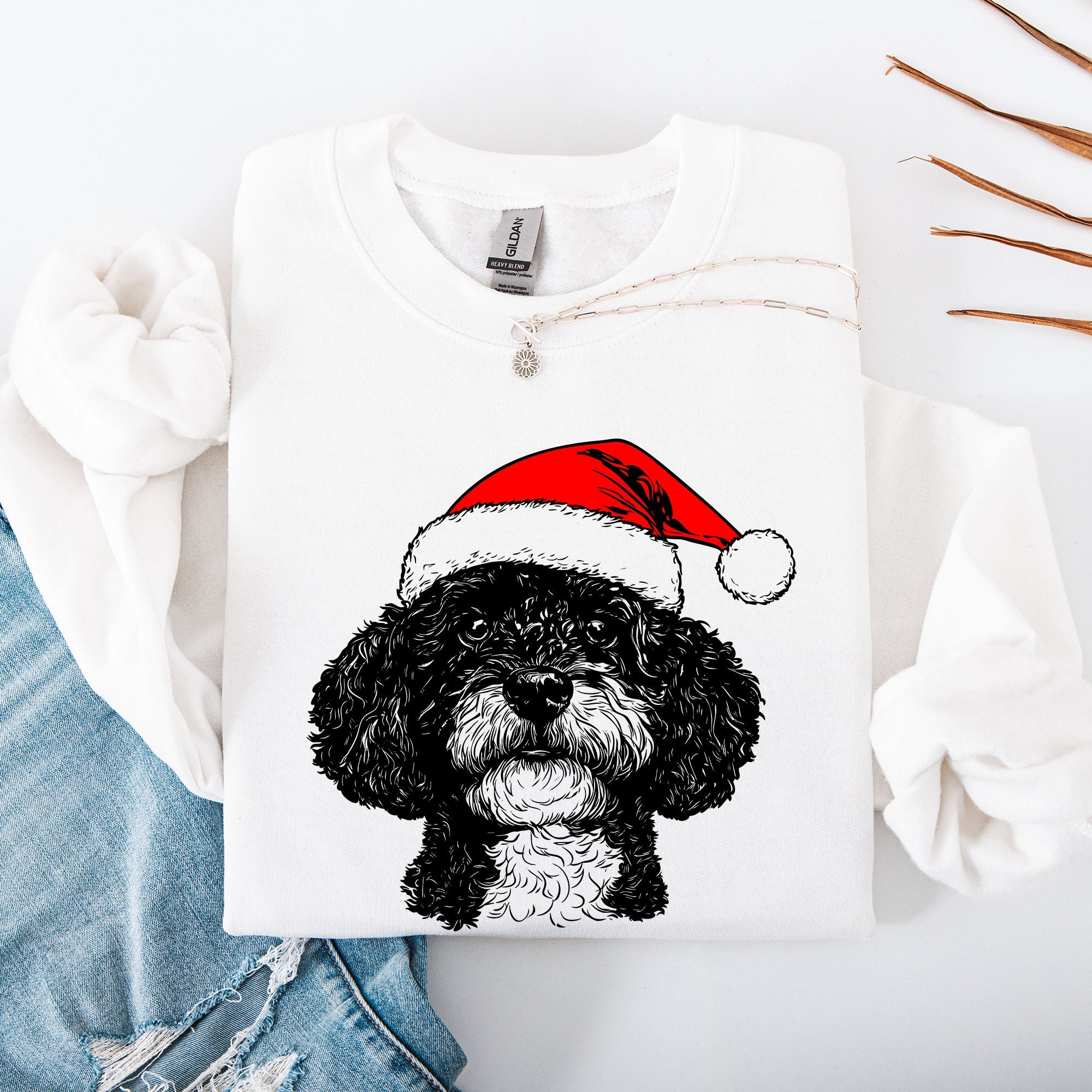 Adorable Portuguese Water Dog Christmas Sweatshirt - Unisex - (7 Color Options) - (S-XXL)