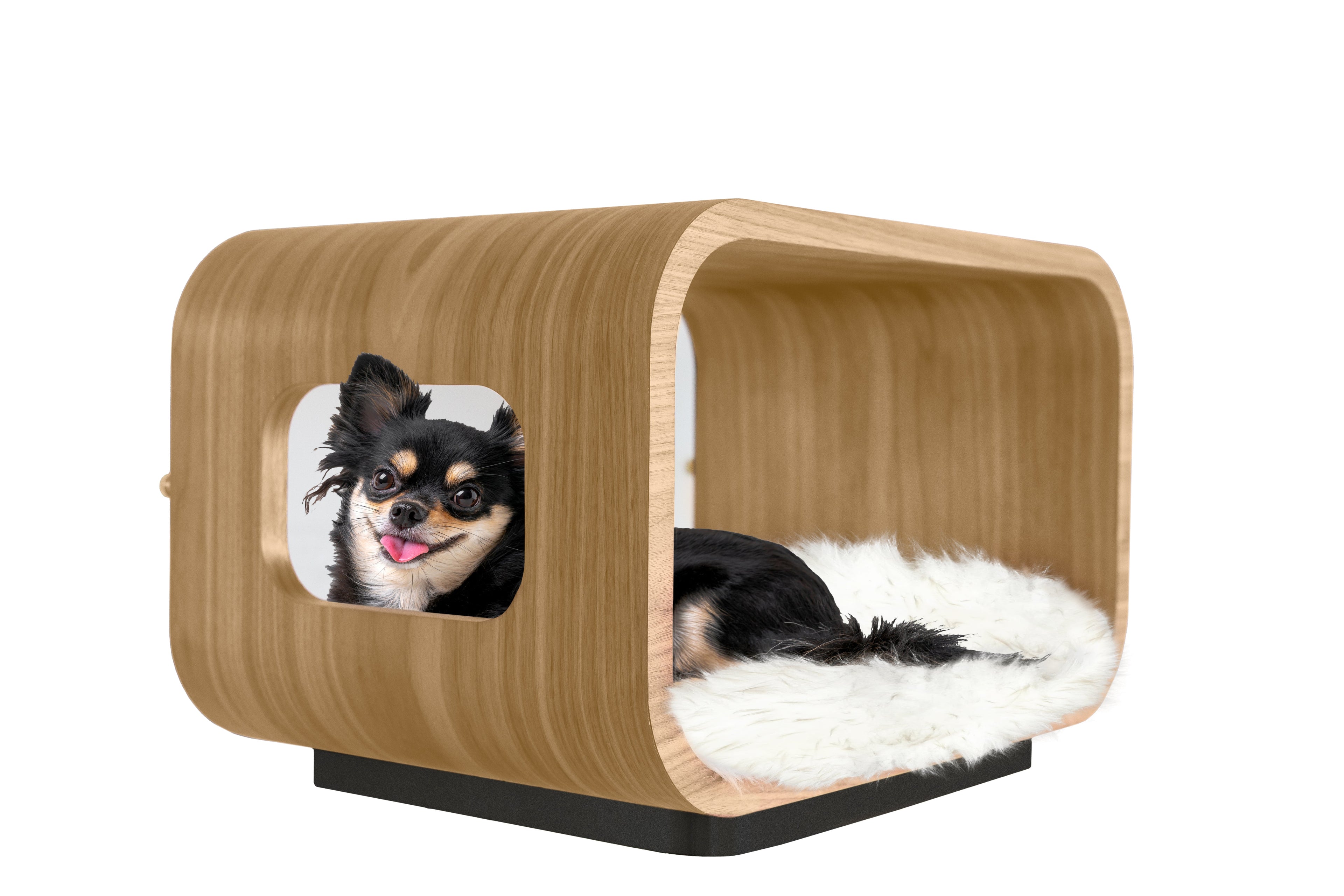 Wood Pet Bed -  Cat - (White Oak) - (Plush Pad included  - (The Luna Bed ) - (While Supplies Last)