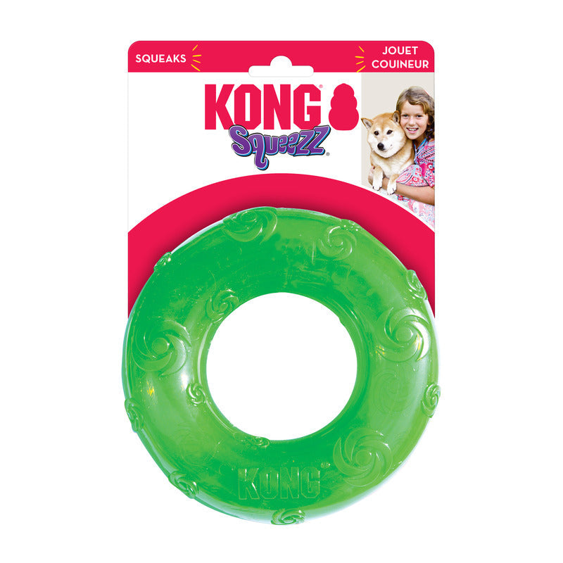 Squeezz Ring Toy - Dog -  (Kong) - (Squeaker) - (Gripping Texture) - (M-L) - (While Supplies Last)
