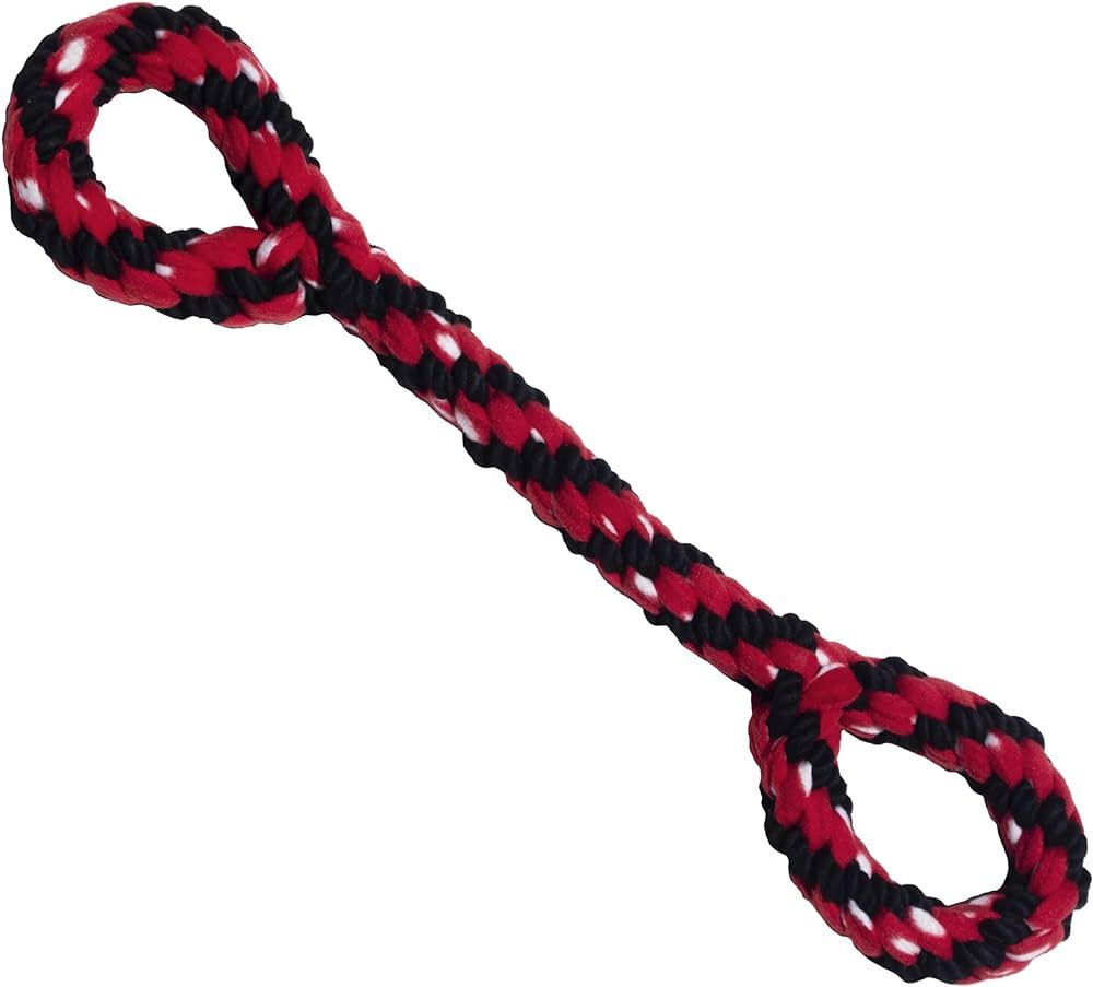 Rope Double Tug - Dog  -  (KONG) - ( Braided Cotton and Fleece) - (Red & Black) - (While Supplies Last)