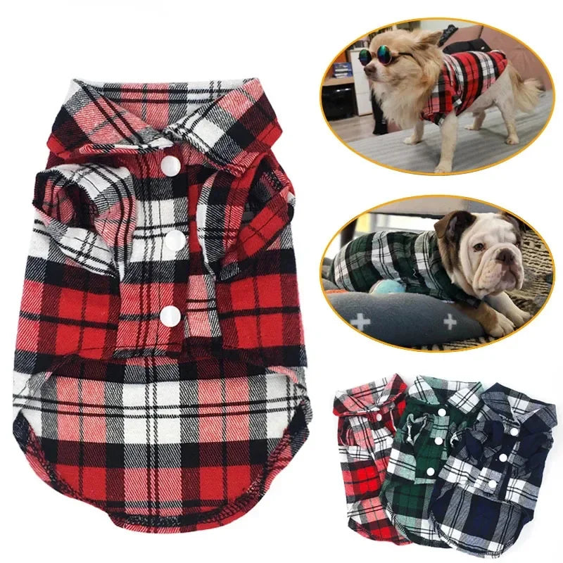 British Plaid Lightweight Cotton Shirt - Dog Cat - (3 Color Options) - (XS-XL)