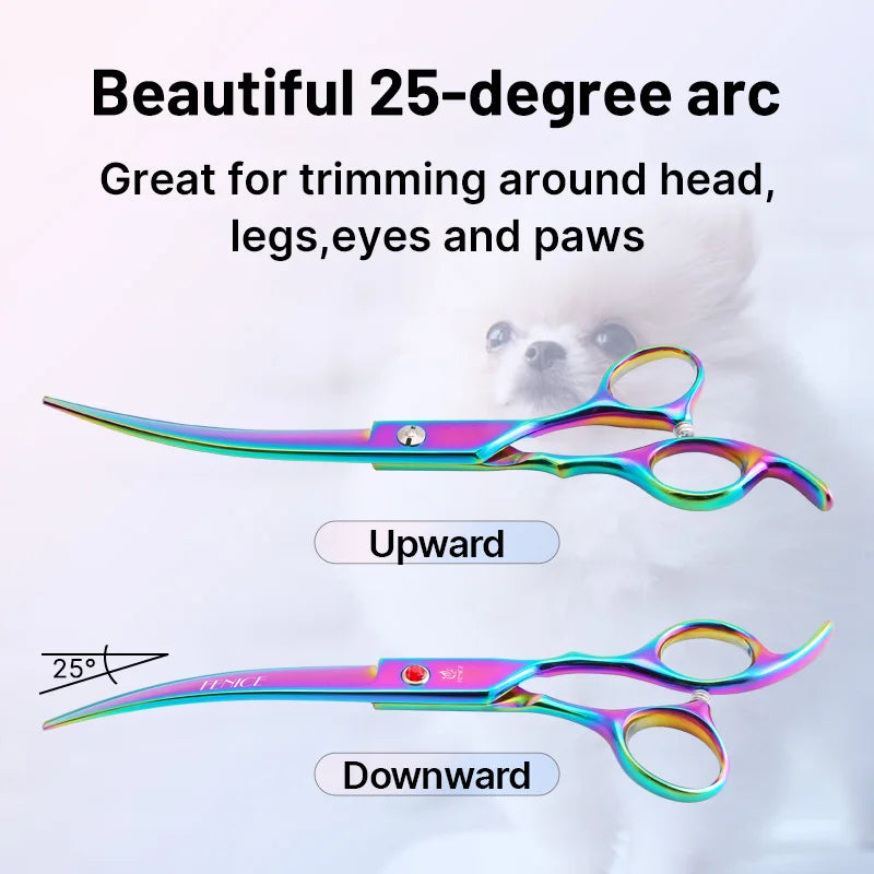 Quality Grooming Scissor Set - Dog Cat - (Alloy Steel) - (6.5 / 7.0") - (Rainbow, Black)