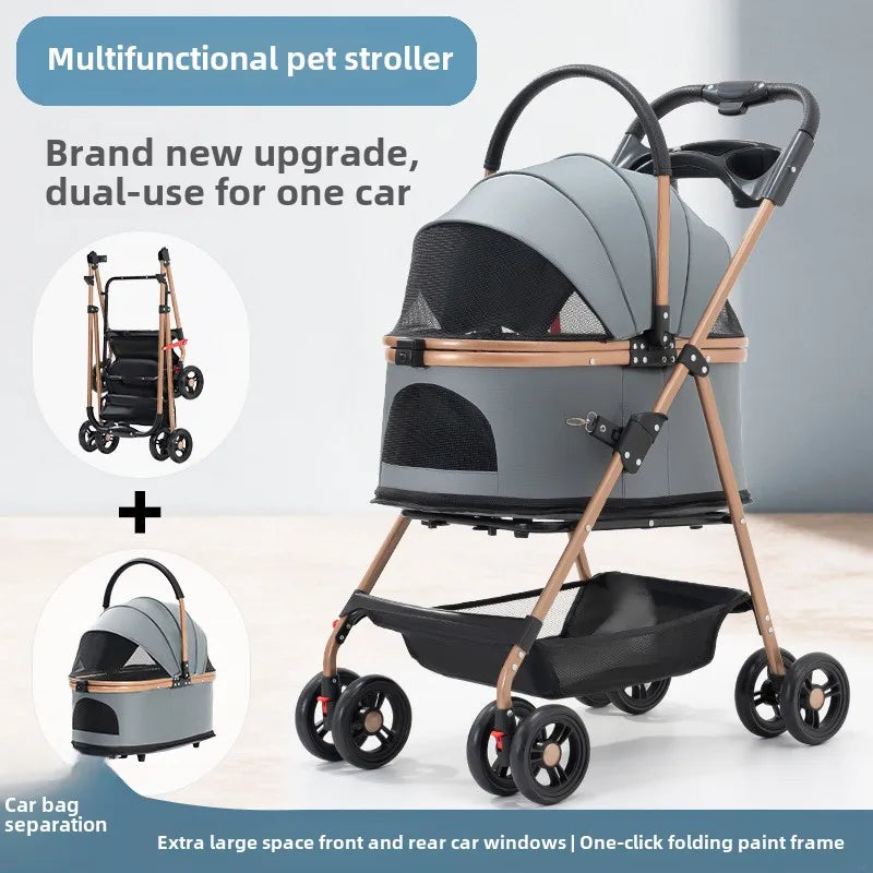 2-in-1 Stroller and Pet Car Carrier with Canopy - Dog Cat - (5 Color Options) - (M) - (While Supplies Last)