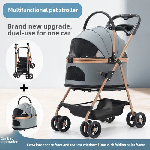 2-in-1 Stroller and Pet Car Carrier with Canopy - Dog Cat - (5 Color Options) - (M) - (While Supplies Last)