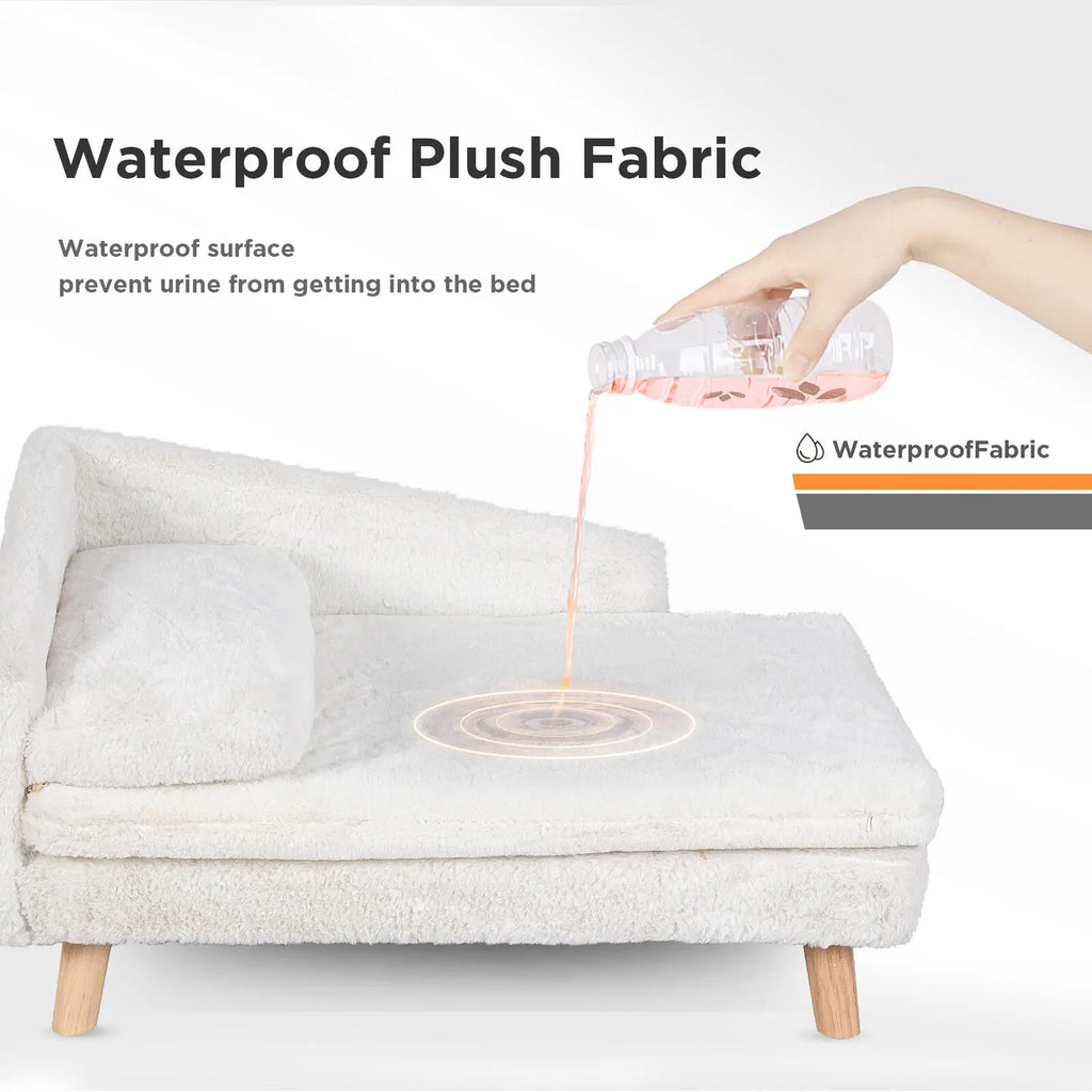 Elevated Solid Wood Leg Plush Couch - Dog Cat