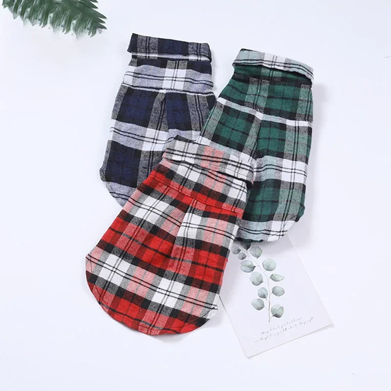 British Plaid Lightweight Cotton Shirt - Dog Cat - (3 Color Options) - (XS-XL)