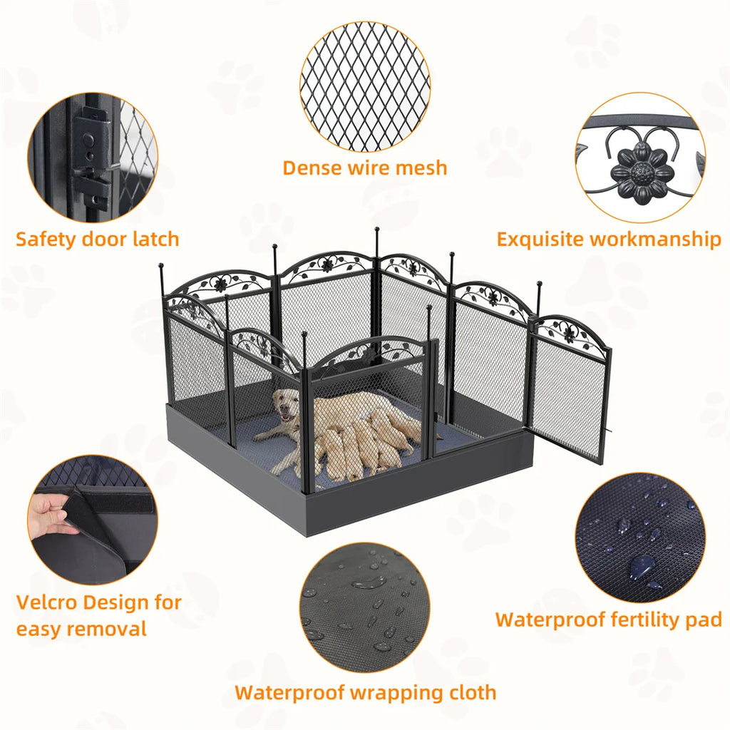 Heavy Duty Playpen with Waterproof Training Pad - Large Dog - ( 8 Panel) - (Black) - (While Supplies Last)