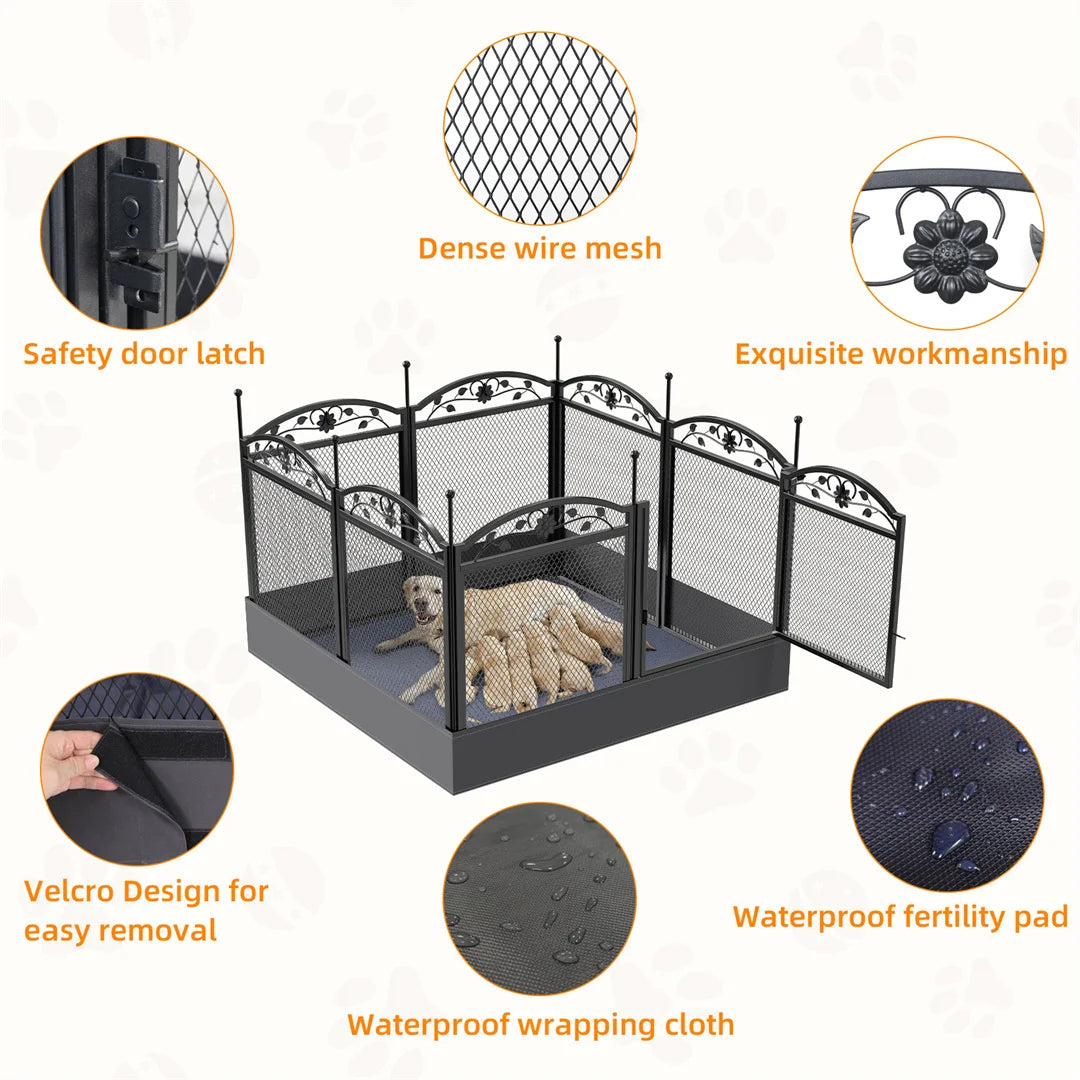 Heavy Duty Playpen with Waterproof Training Pad - Large Dog - ( 8 Panel) - (Black) - (While Supplies Last)