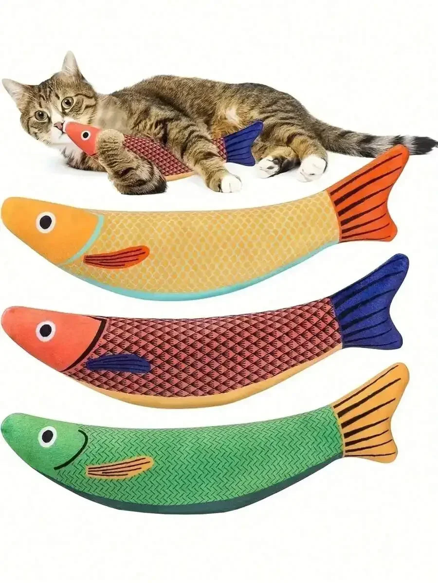 Interactive Plush Kicker Fish Toy With Crinkle Sound - Cat - (3 Color Options) - (While Supplies Last)