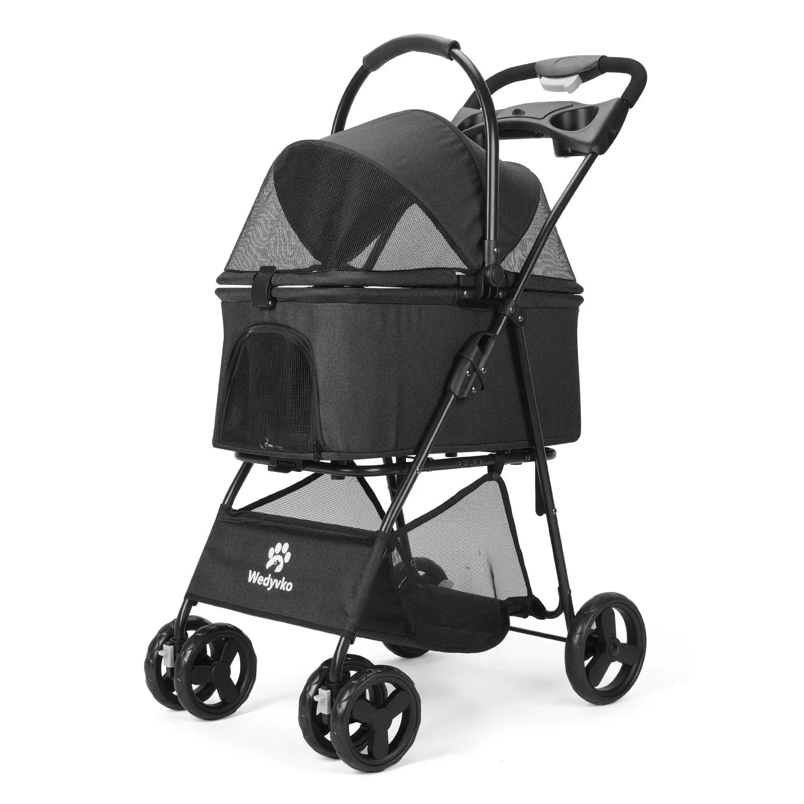 3 in 1 Pet Stroller with Removable Carrier - Dog Cat - (Maize Yellow, Black) - (Foldable)
