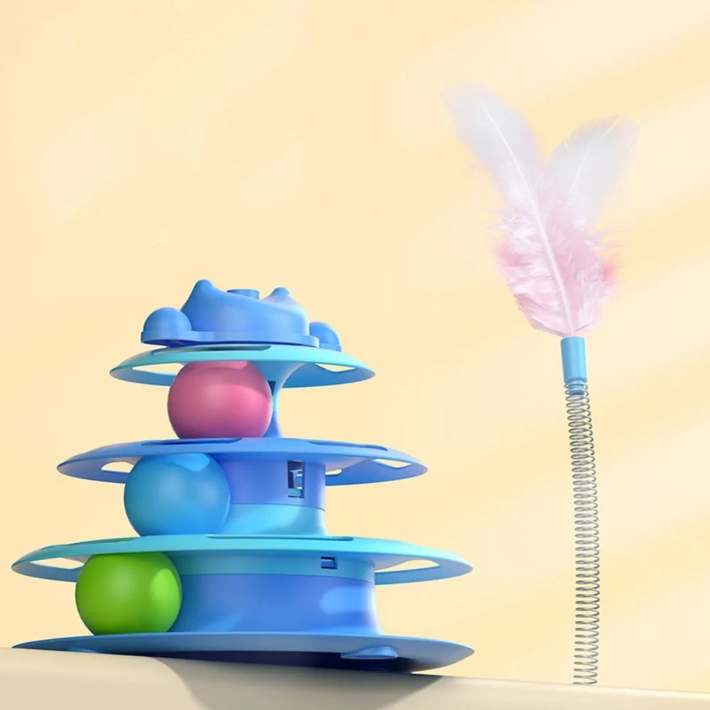 Interactive 4-Layer Turntable Toy - Cats - (3 Color Options)