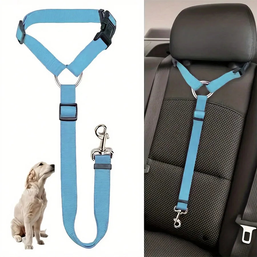 Secure and Safe Backseat Leash - (Blue) - Dog Cat