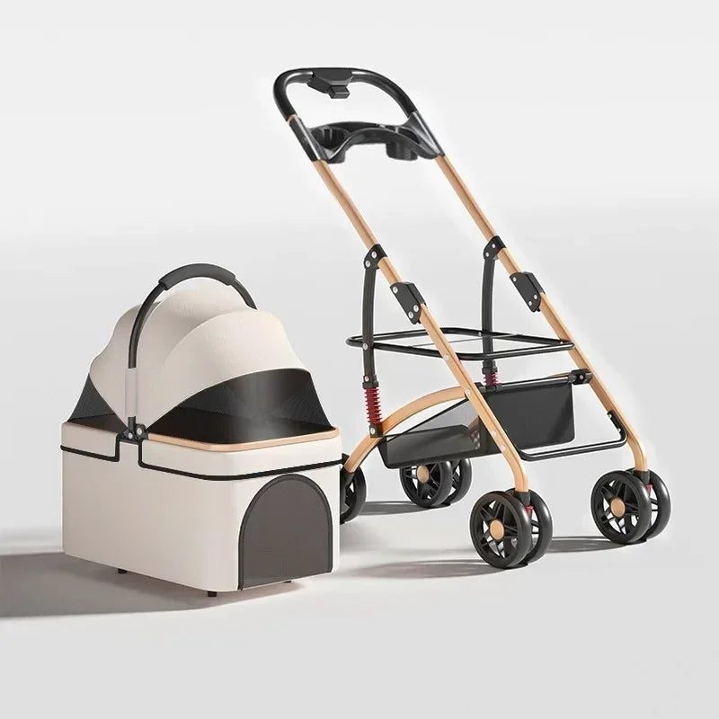 2 in 1 Foldable Travel Stroller and Carrier Up to 50lbs - Dog Cat