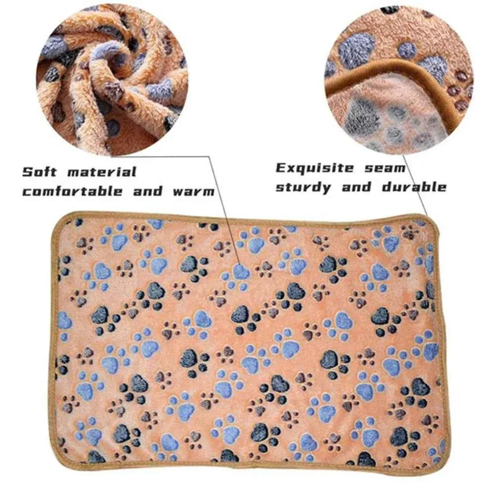 Paw Print Pet Blanket – Dog Cat  - (5 Color Options) - (Lightweight) - (S-L)