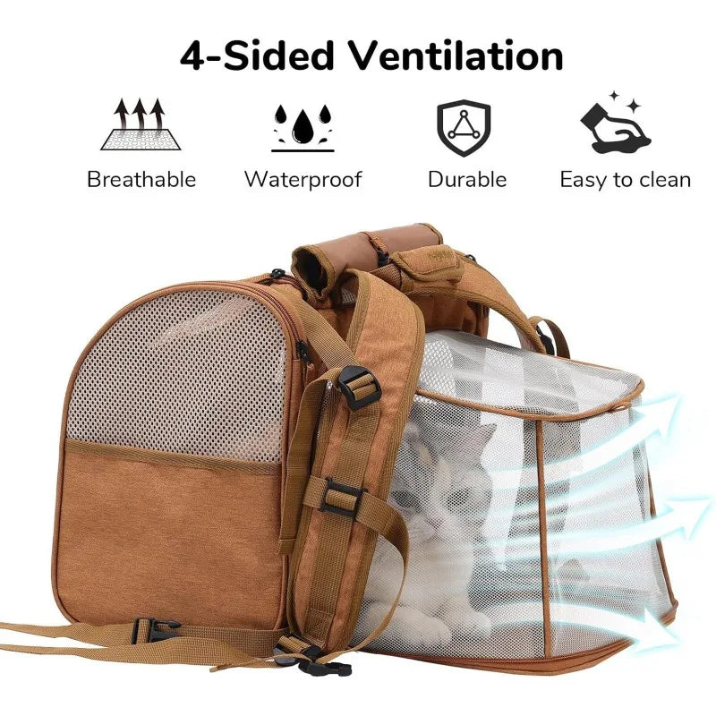 Expandable Pet Carrier Backpack - Dog Cat  - (Adjustable Straps) - (Grey, Brown) - (While Supplies Last)