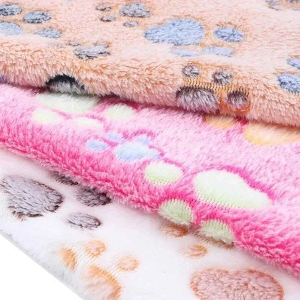 Paw Print Pet Blanket – Dog Cat  - (5 Color Options) - (Lightweight) - (S-L)
