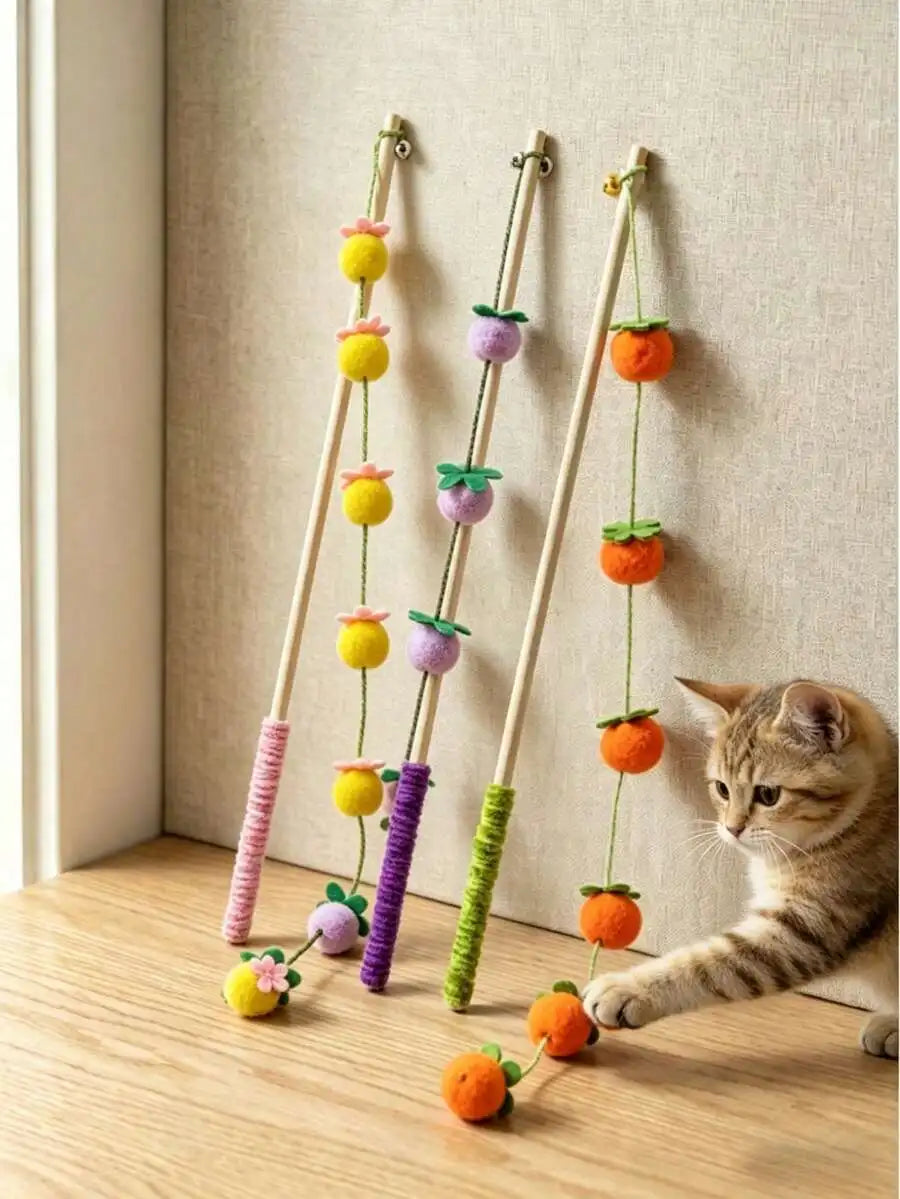 Colorful Interactive Teaser Wands With Bells - Cat - (1 or 2 Pc Options) - (While Supplies Last)