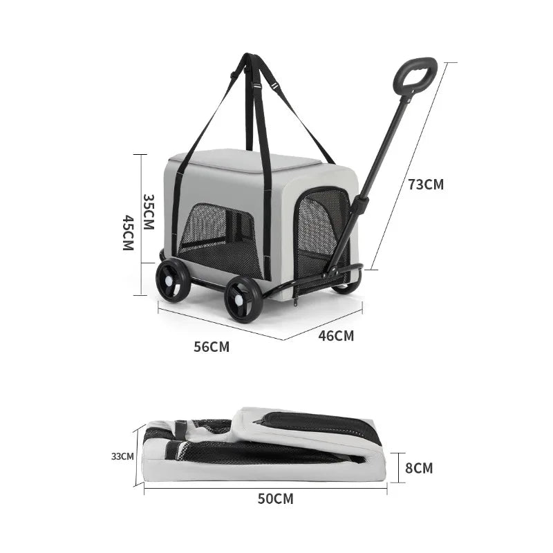 2-in-1 Cart Stroller and Backpack Carrier - Dog Cat - (3 Color Options) - (3-Sided Windows) - (While Supplies Last)
