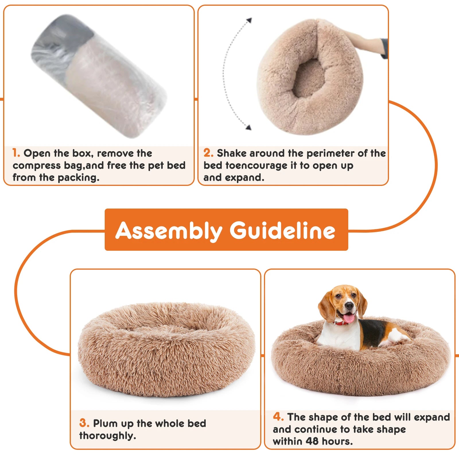 Anti-Slip High Rim Round Calming Bed - Dog