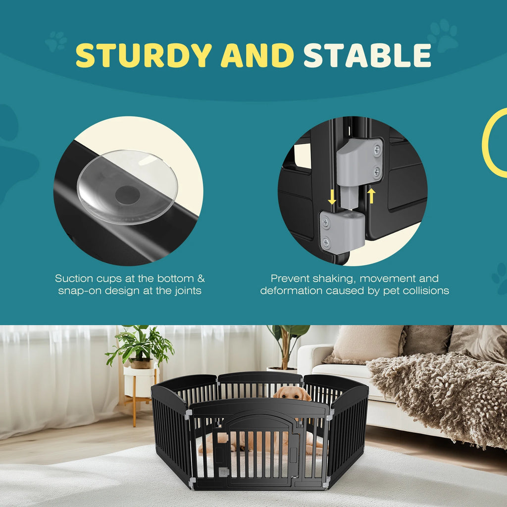 Plastic Expandable Portable Playpen - Dogs (4,6 Panel) - (White, Brown) - (Indoor/Outdoor) - (While Supplies Last)