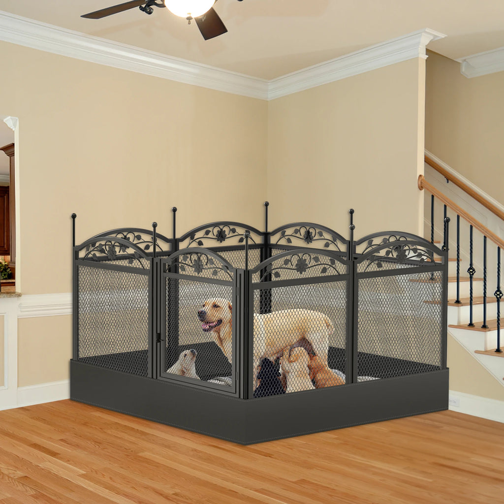 Heavy Duty Playpen with Waterproof Training Pad - Large Dog - ( 8 Panel) - (Black) - (While Supplies Last)
