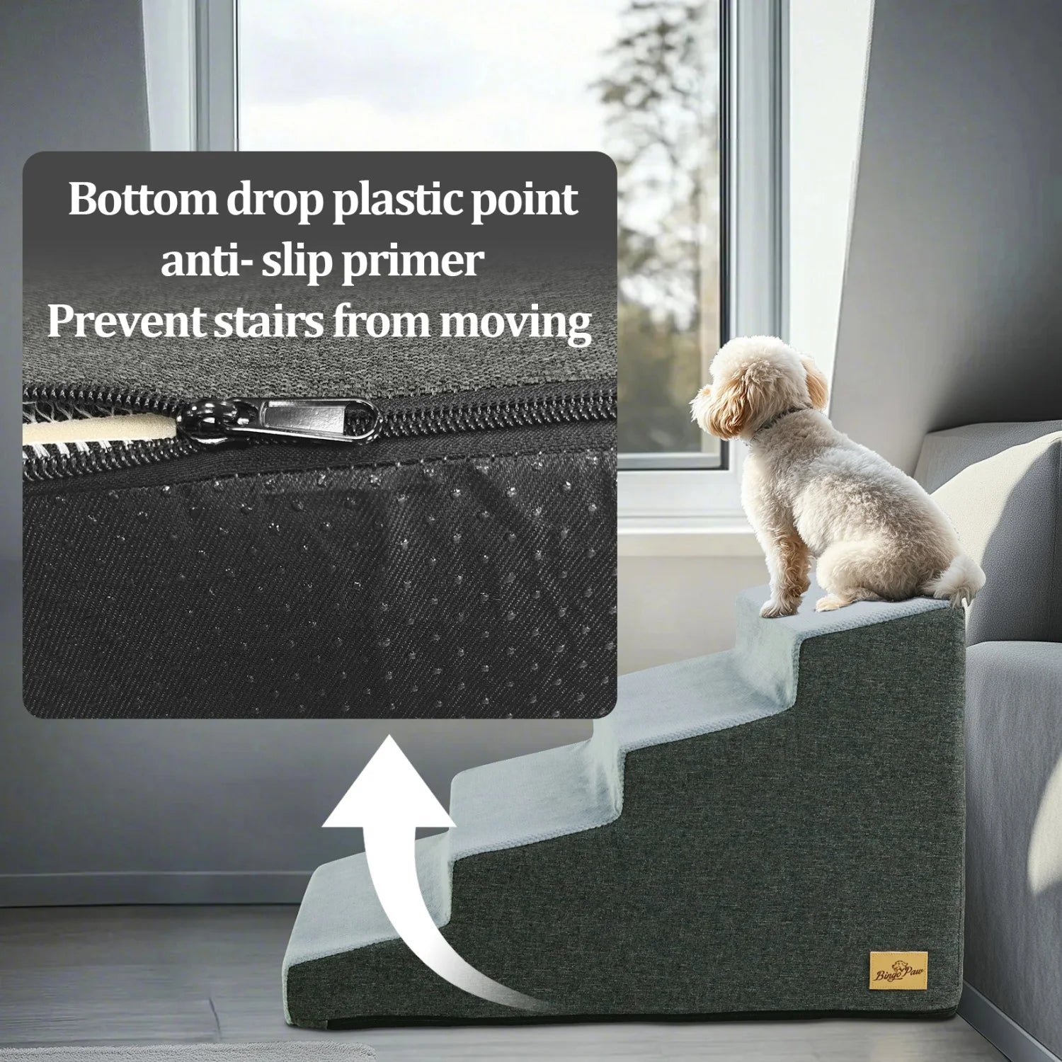 Pet Stairs with Washable Cover - (Grey) - (3,4 Step Options) - While Supplies Last