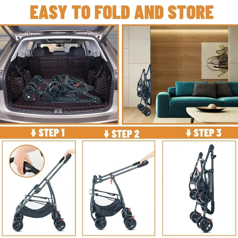 3-in-1 Portable Pet Stroller with Pet Carrier Bag + Pet Car Seat - Dog Cat - (8 Color Options) - (While Supplies Last)