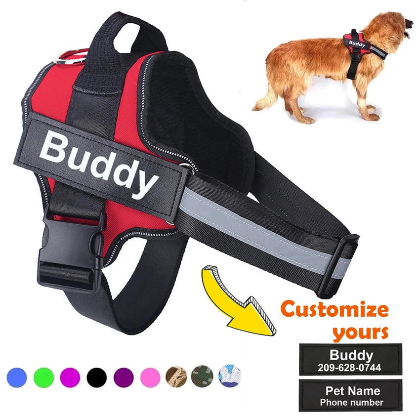 Personalized NO PULL Reflective Breathable Training Harness - (11 Color Options) -  (Sm-XL) - Dog
