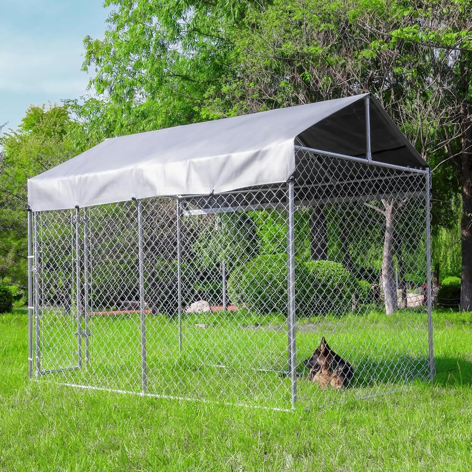 Galvanized Chain Link Outdoor Enclosure with Cover - Dog - ( XL)