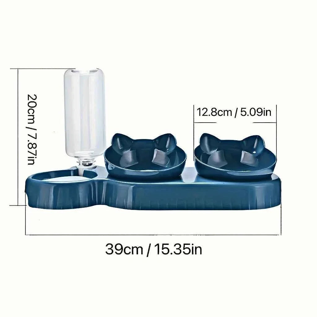 3-in-1 Food & Gravity Water Feeder in This Adorable Cat Ear Bowl Set - Cat - (4 Color Options) - (While Supplies Last)
