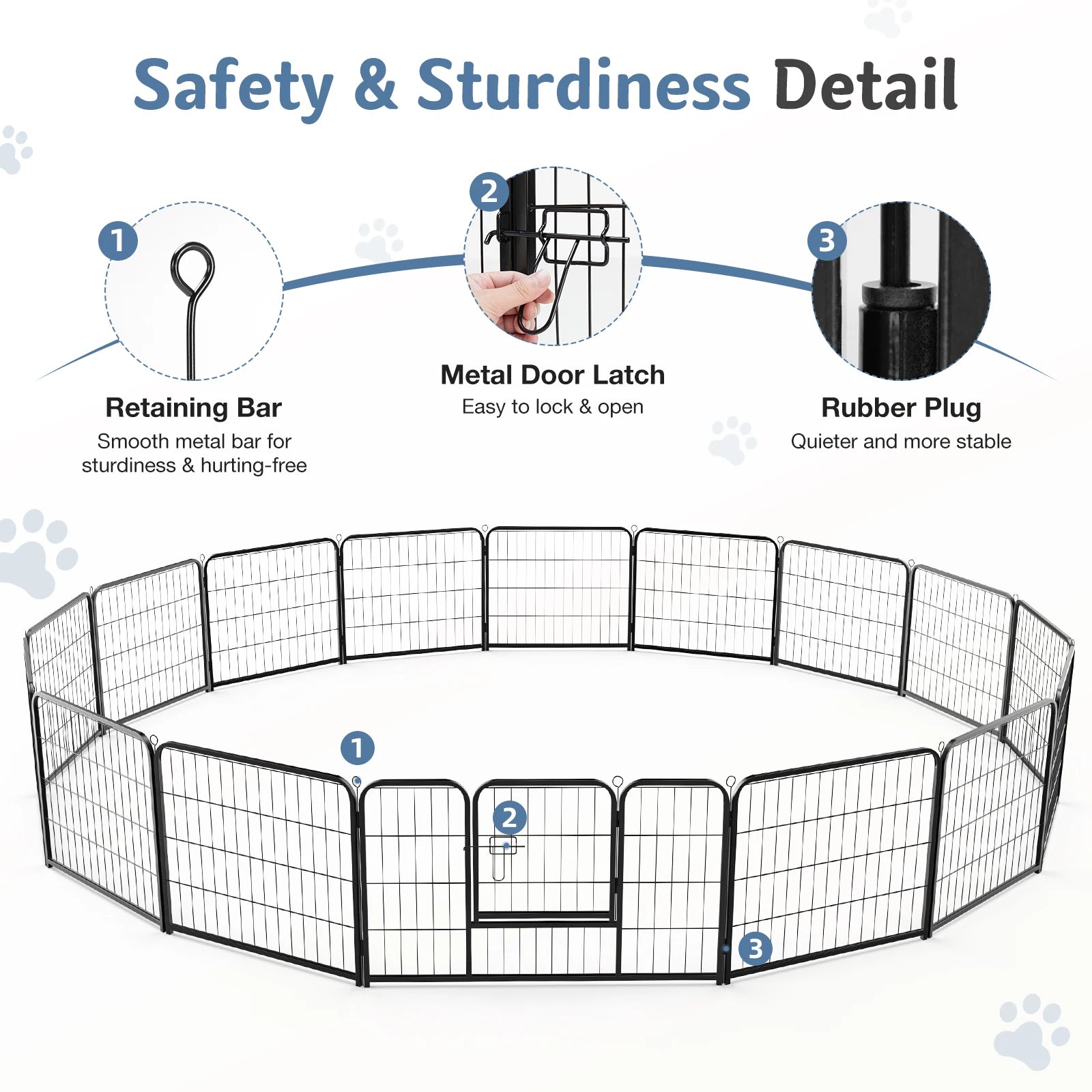 Portable Metal Fence Playpen Enclosure - Dog - (Indoor/Outdoor) - (24", 32")