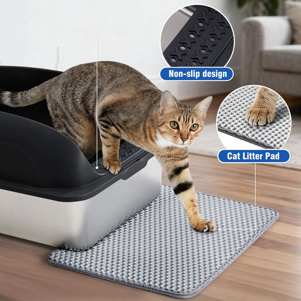 Semi-Closed Leak proof Litter Box with Lid - Cat - (Stainless Steel) - (Black, Lt. Grey) - (While Supplies Last)