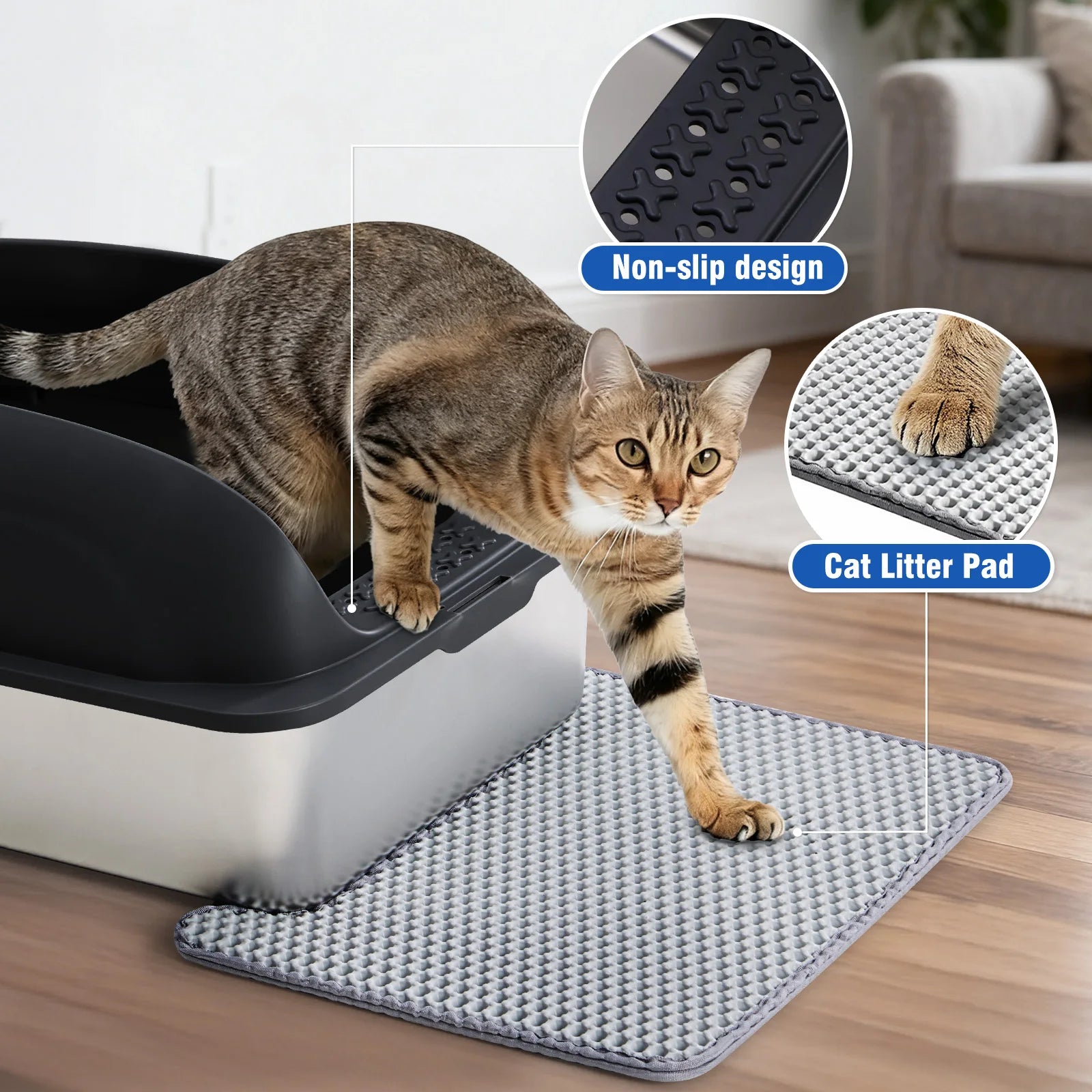 Semi-Closed Leak proof Litter Box with Lid - Cat - (Stainless Steel) - (Black, Lt. Grey) - (While Supplies Last)
