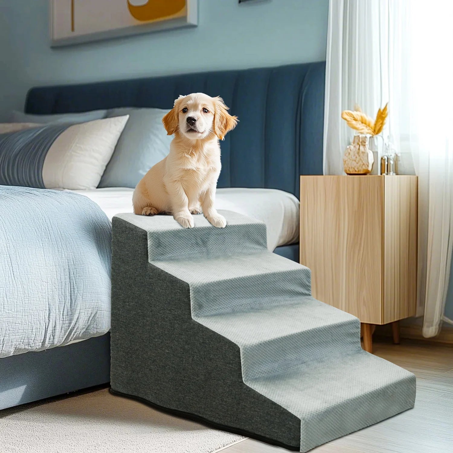 Pet Stairs with Washable Cover - (Grey) - (3,4 Step Options) - While Supplies Last