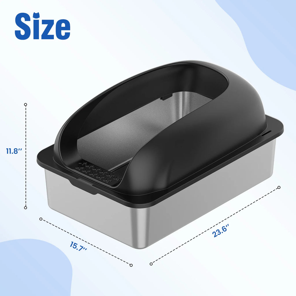 Semi-Closed Leak proof Litter Box with Lid - Cat - (Stainless Steel) - (Black, Lt. Grey) - (While Supplies Last)