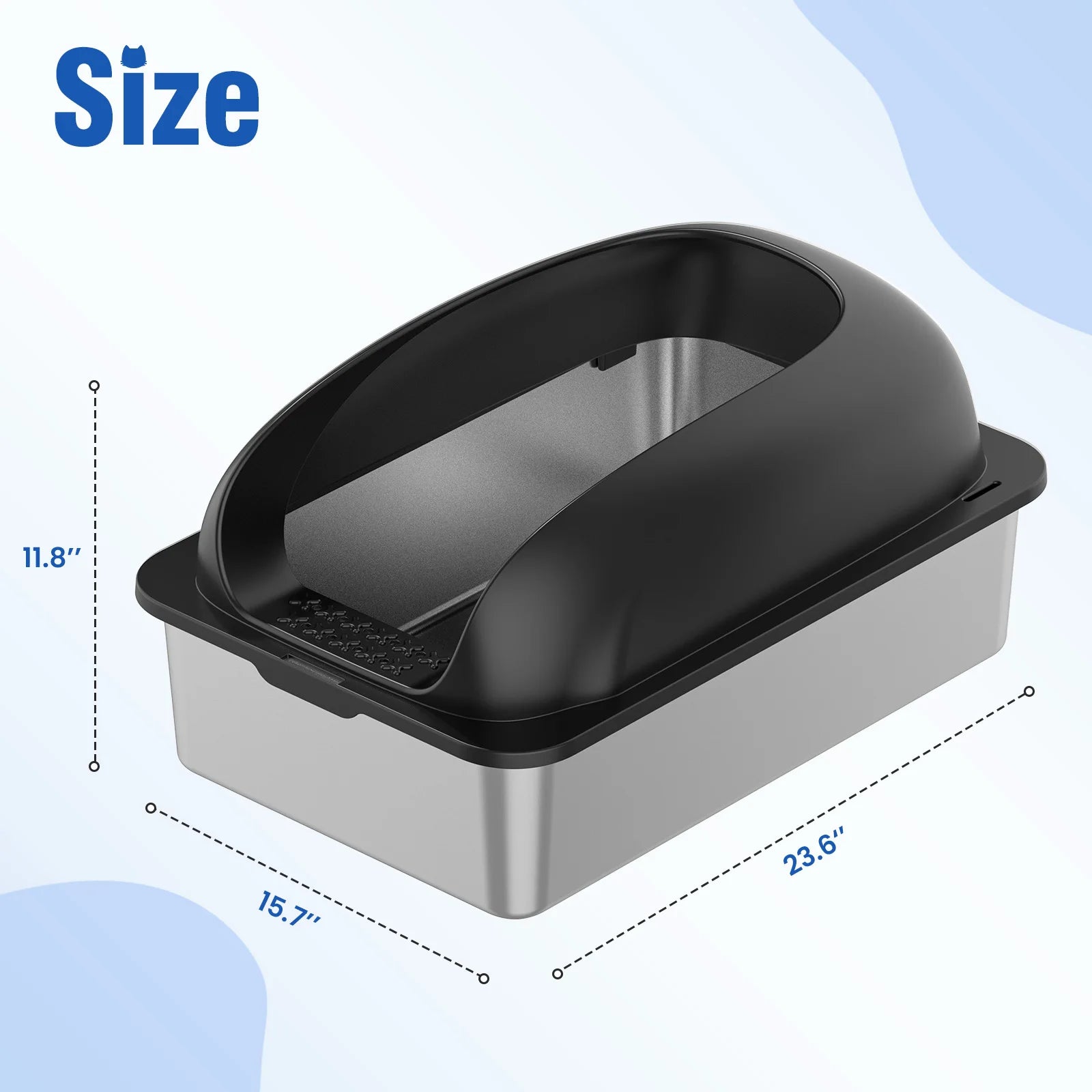 Semi-Closed Leak proof Litter Box with Lid - Cat - (Stainless Steel) - (Black, Lt. Grey) - (While Supplies Last)