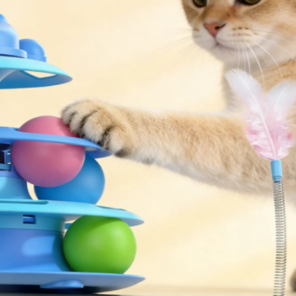 Interactive 4-Layer Turntable Toy - Cats - (3 Color Options)