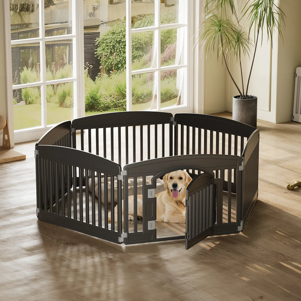Plastic Expandable Portable Playpen - Dogs (4,6 Panel) - (White, Brown) - (Indoor/Outdoor) - (While Supplies Last)