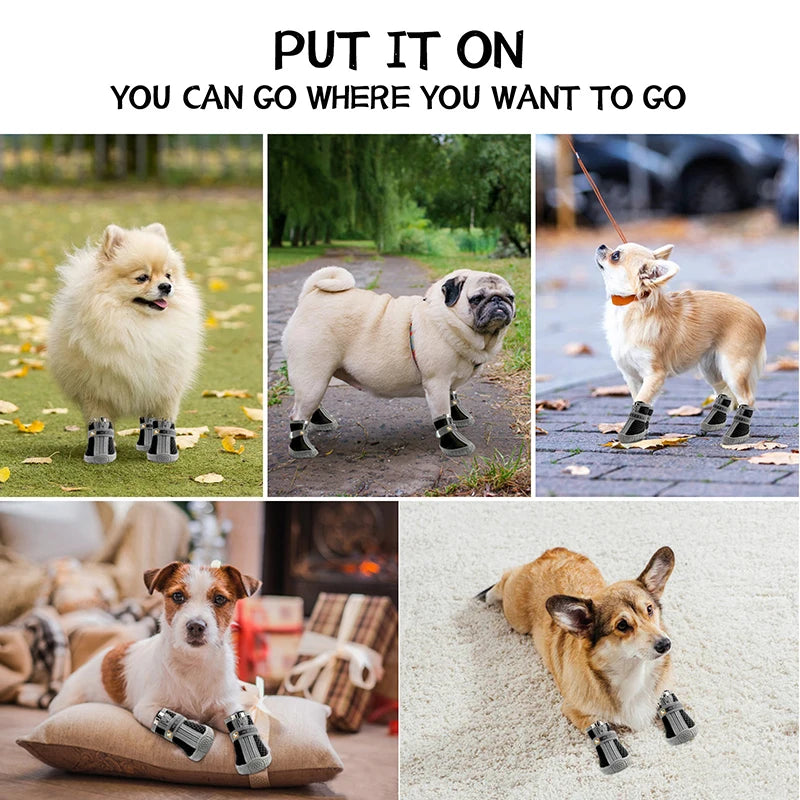 Non-Slip Thick Soles Plush Booties - Dog Cat - (6 Color Options) - (5 Sizes)