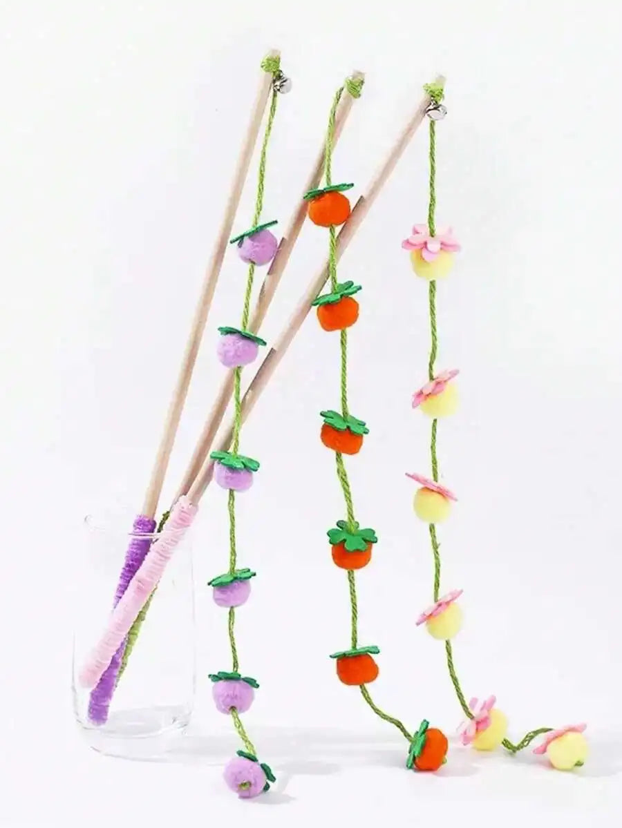 Colorful Interactive Teaser Wands With Bells - Cat - (1 or 2 Pc Options) - (While Supplies Last)