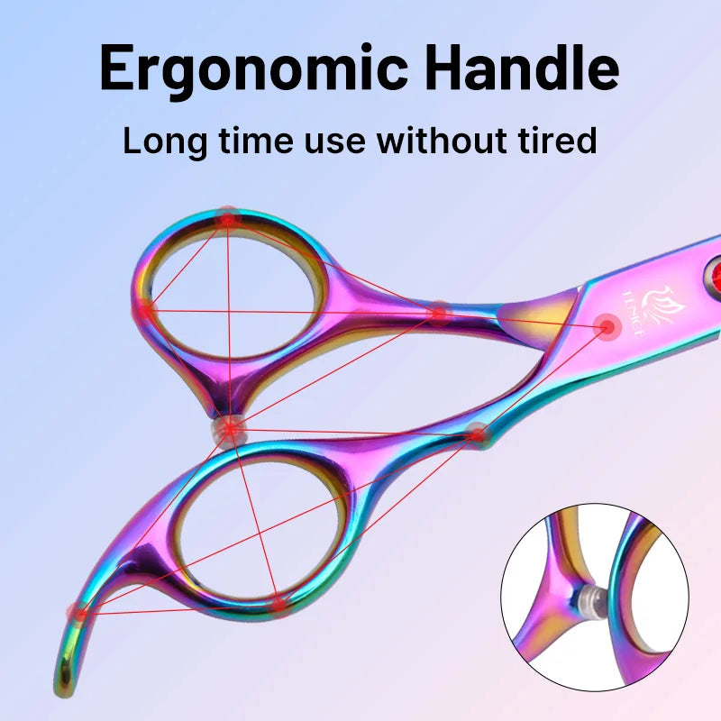 Quality Grooming Scissor Set - Dog Cat - (Alloy Steel) - (6.5 / 7.0") - (Rainbow, Black)
