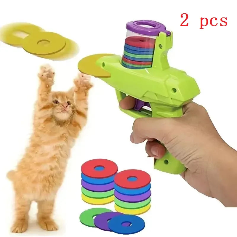 Interactive Toy with Colorful Flying Discs Set -  Cat - (3 Options) - (While Supplies Last)