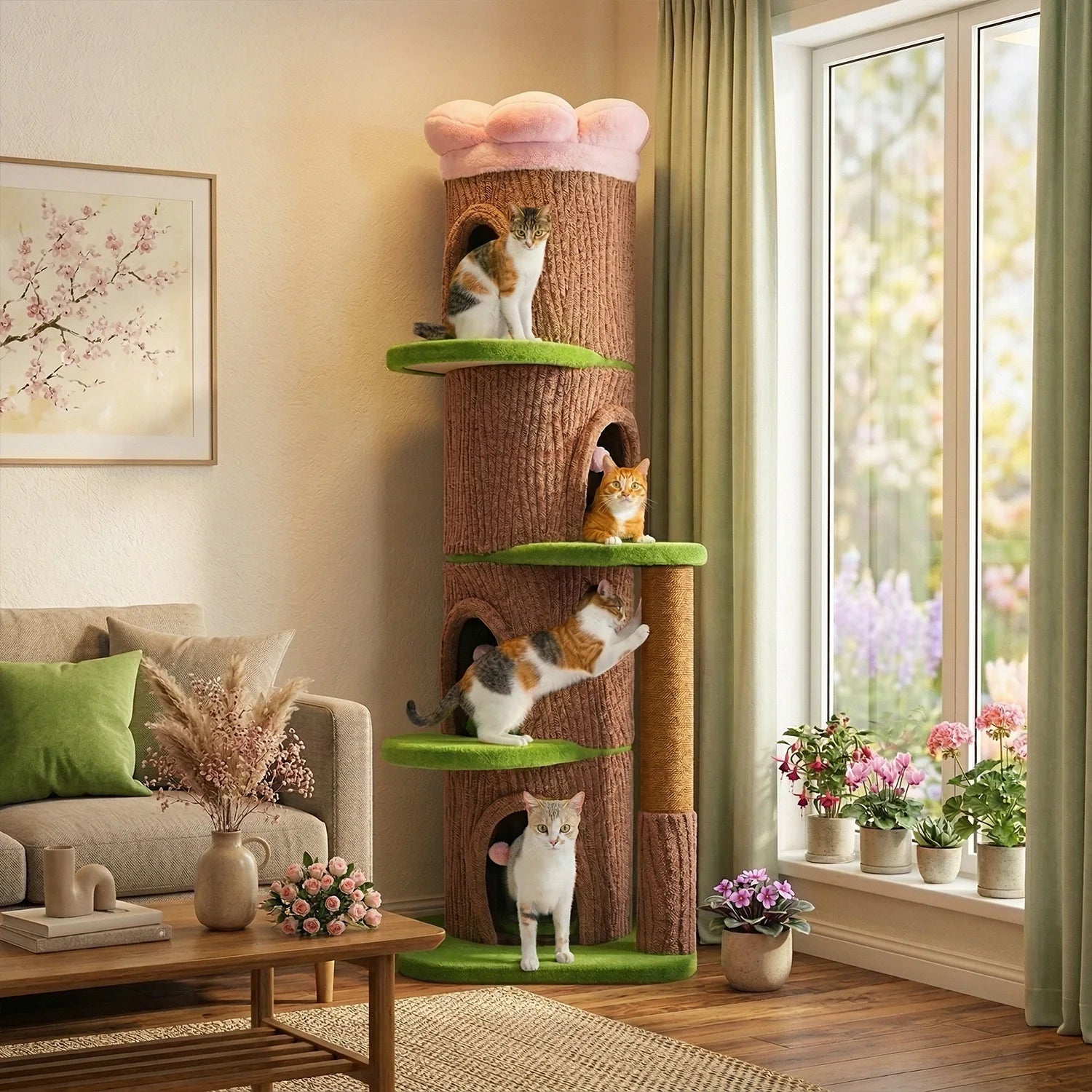 Flower Top Bed on Tall Cat Tower